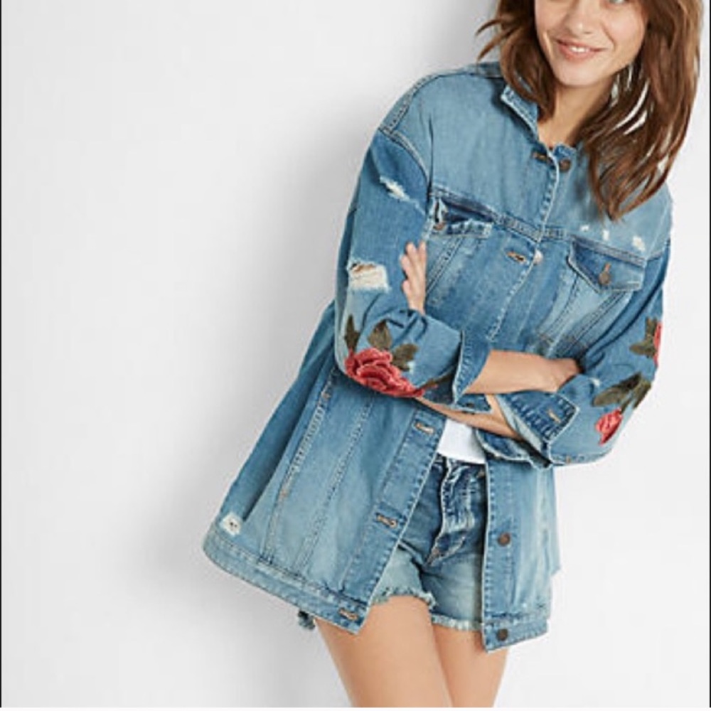 NWOT Express Distressed Denim Jacket